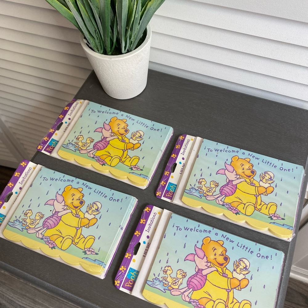 Vintage Winnie The Pooh Baby Shower Invitations